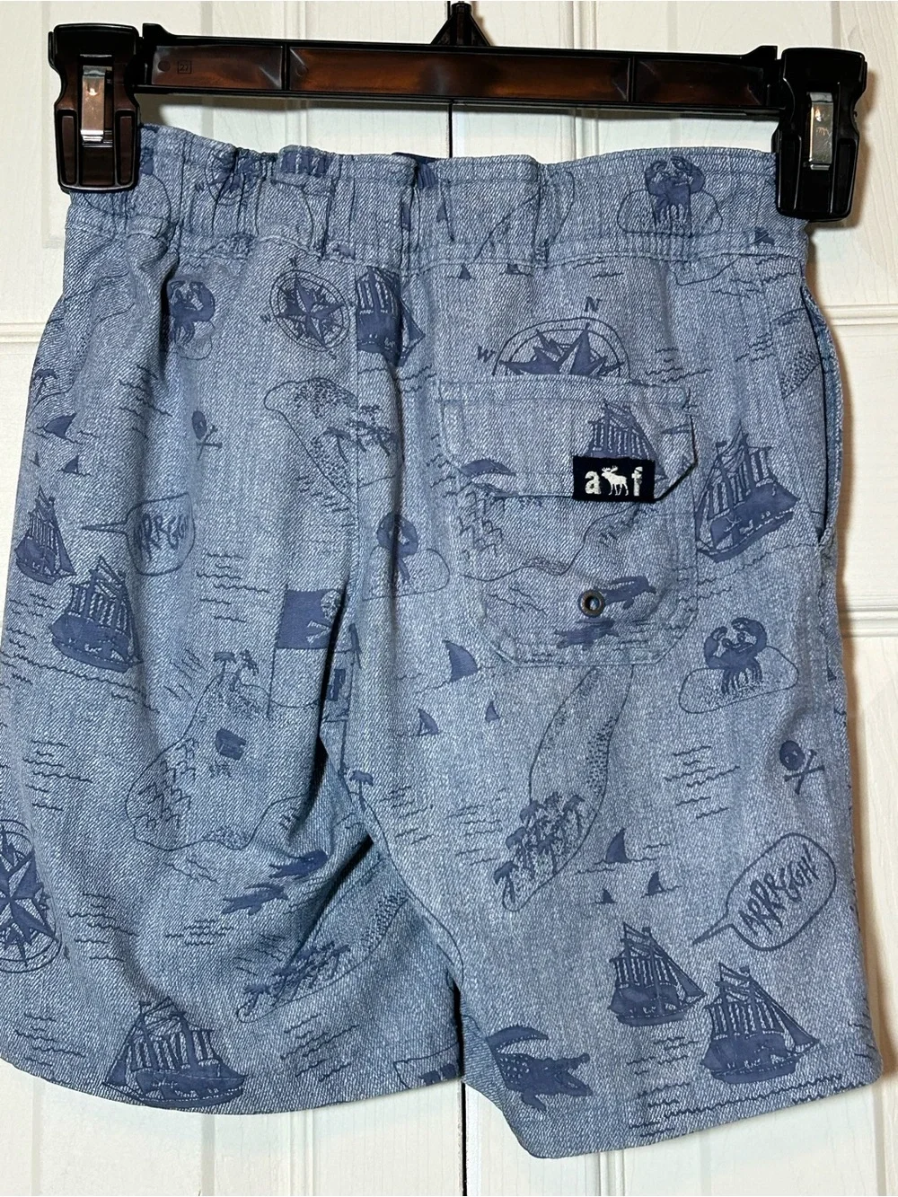 Abercrombie Kids Hybrid Shorts W/Liner Adj. Waist Blue Pirate Design Size 3/4